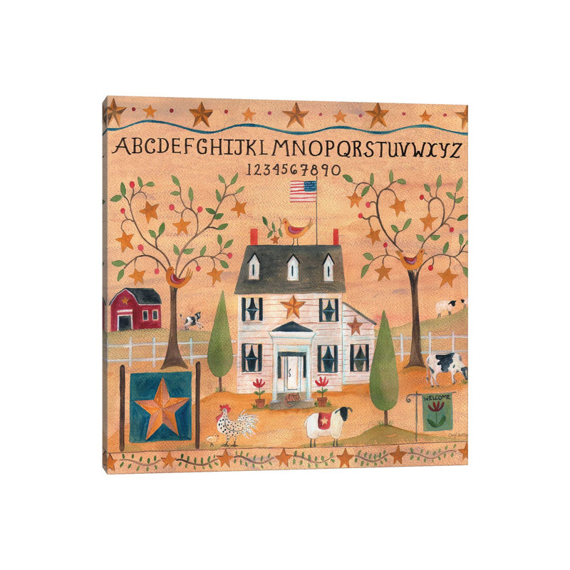 Star Bird Farm Sampler by Cheryl Bartley - Painting on Canvas, Wrapped Canvas, 66.04cm H x 66.04cm W x 3.81cm D
