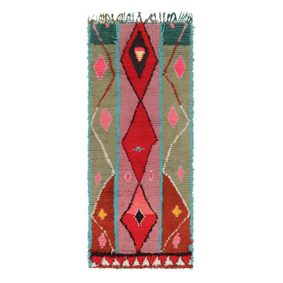 One-of-a-Kind 2'10"x7' 1950s Wool Area Rug
