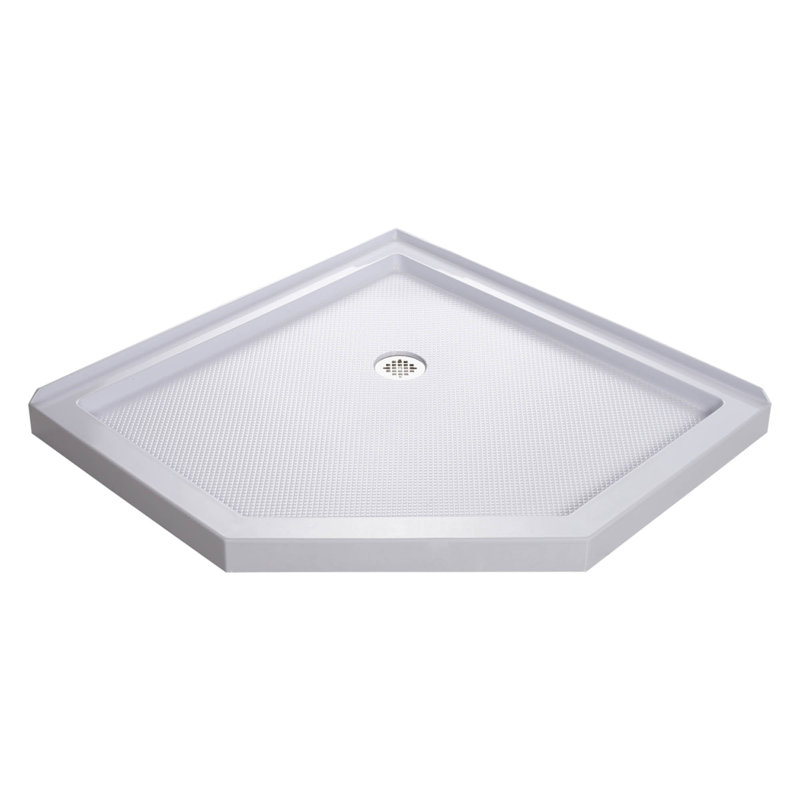 White Acrylic Corner Neo-Angle Shower Kit with Shelves