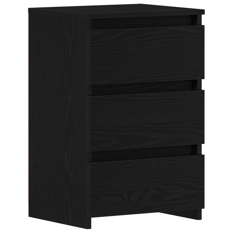 vidaXL Bedside Cabinet Black Oak Engineered Wood Standard Bedside Table