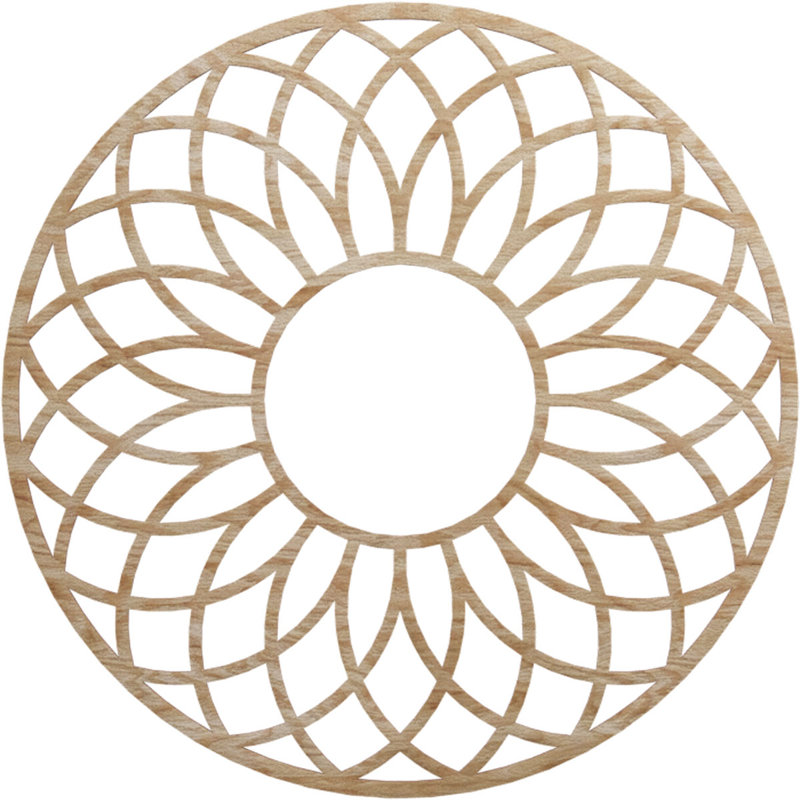 Médaillon de plafond en bois ajouré Cannes, Chêne rouge, H 36 po x l 36 po x P 0,25 po