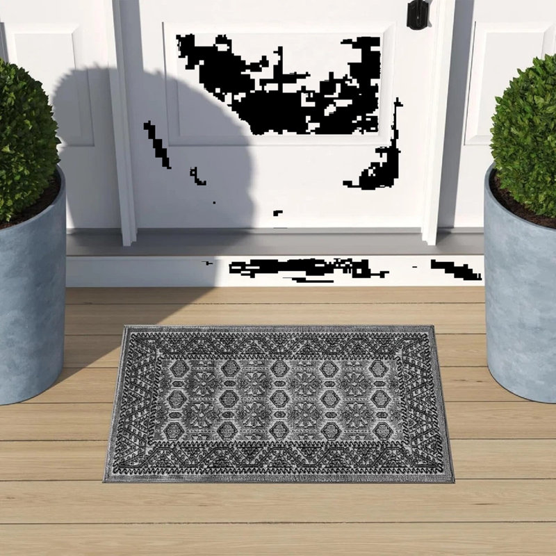 Floral Area Rug, Rectangle 60 x 110 cm 