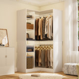36"Corner Closet System With 2 Rods And Hutches
