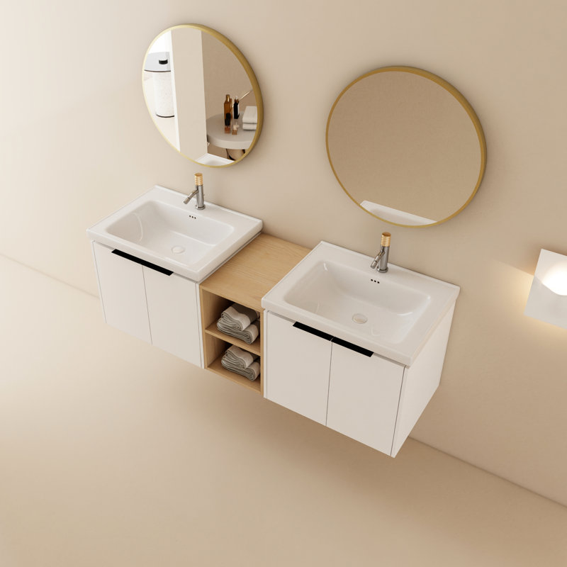 Ensemble de meuble-lavabo mural 60 po avec lavabo et armoire