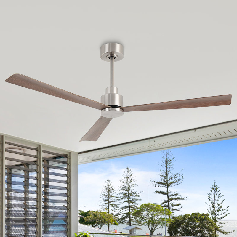 Ventilateur de plafond à 52 pales 52 "sans lumières Kaleiyah, Bois brun foncé