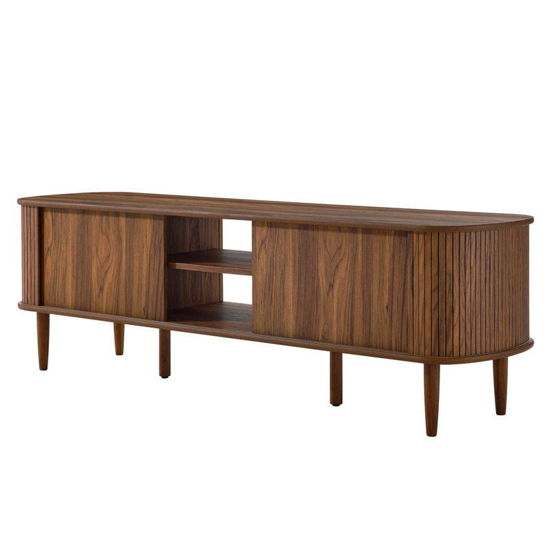 Contour 63'' Walnut Mid-Century Modern TV Stand with Cabinet