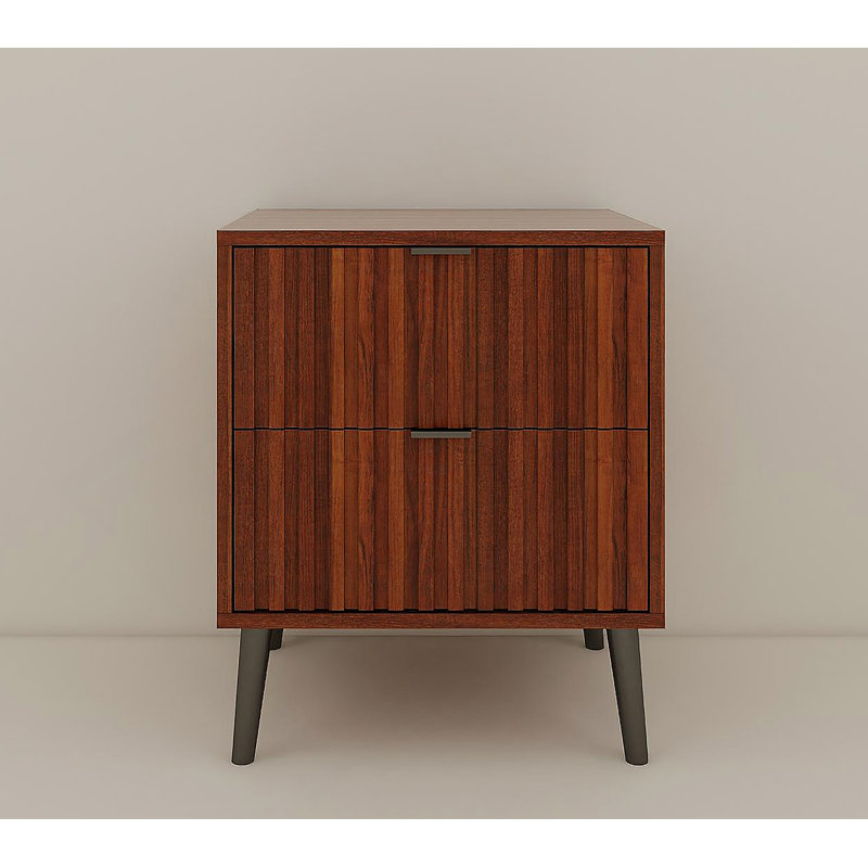 Wooden Nightstand With 2 Drawers