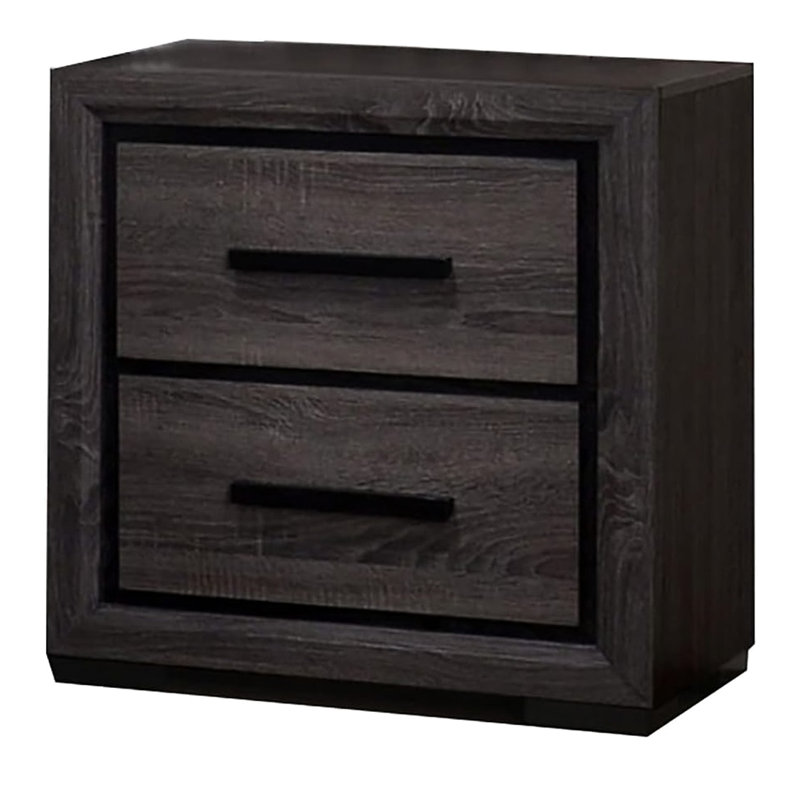 Armoire de chevet moderne grise, conception bicolore et garniture noire, 2 tables de chevet magnétisme pour la chambre à coucher, garniture, 2 tiroirs, installation simple