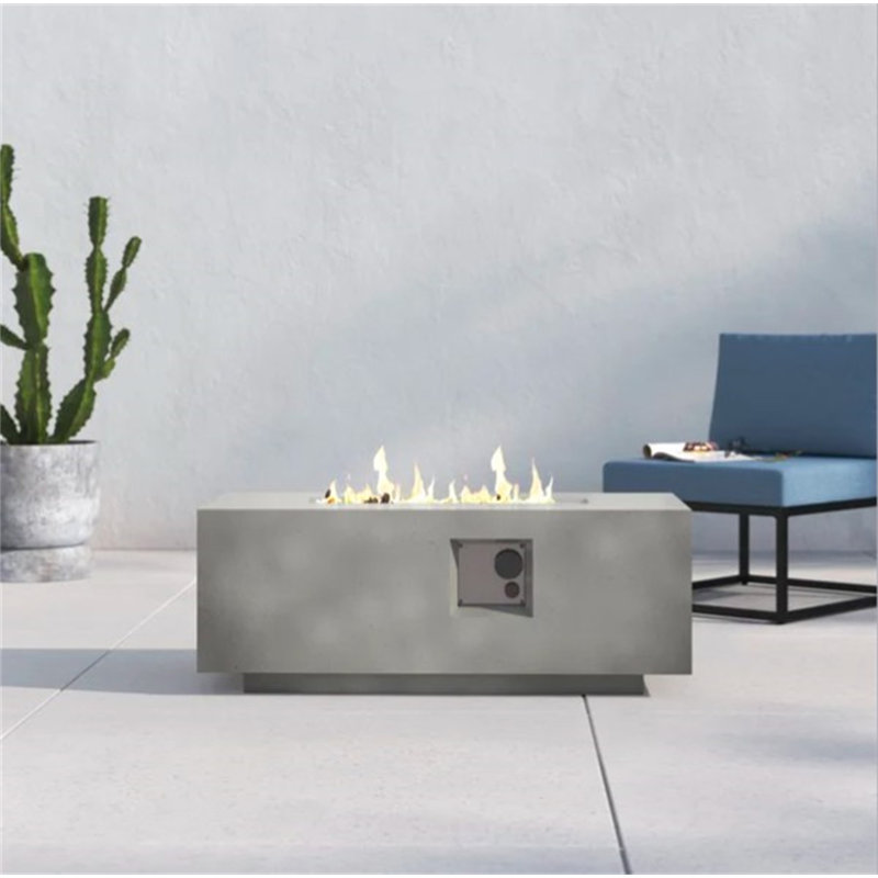Concrete Propane Outdoor Fire Pit Table, Gray