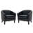 Edvardas Upholstered 29.11 Wide Black Faux Leather Tufted Barrel Club Chair with Nailhead Trim-1242707122