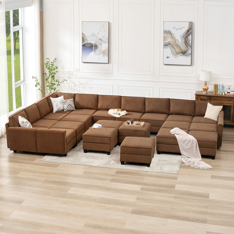 Canapé modulaire 25 pièces Edrynge, Velours brun