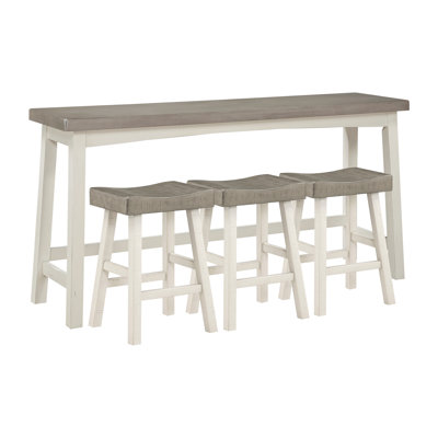 Table à hauteur de comptoir et tabourets en bois massif pour salle à manger fonctionnelle 4 po rectangulaire