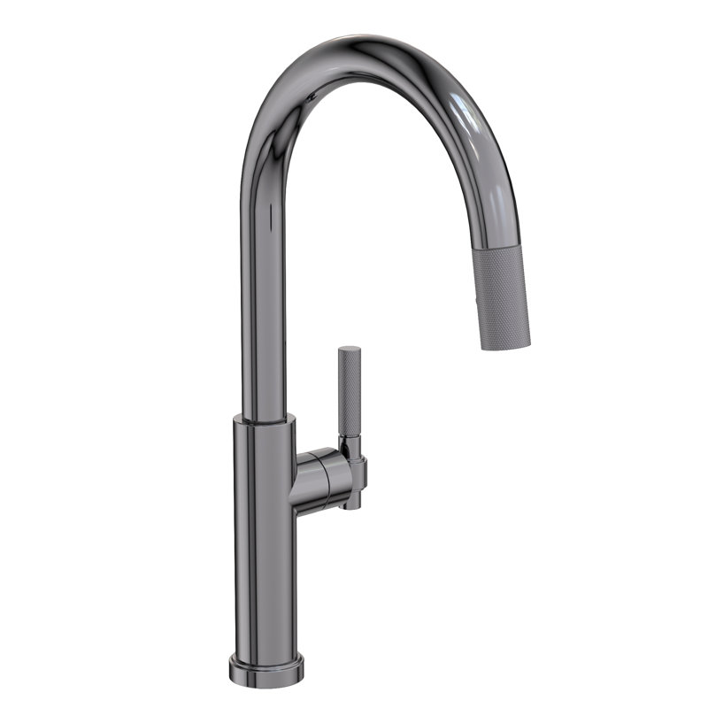 Muncy Single Handle Pull Down Kitchen Faucet, Midnight Chrome