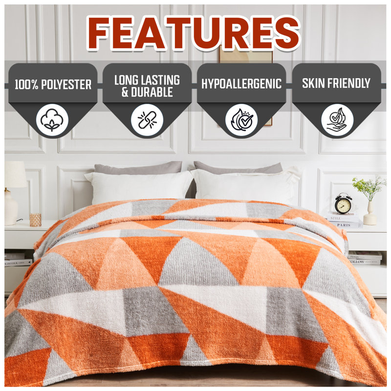Standard Throw Blanket, 200cm W x 240cm L, Rust