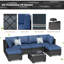 8-Piece Outdoor Pe Rattan Patio Furniture Set, 30" Fire Pit Table,-442591647