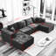 Canapé double 106 po Cloud, siège profond modulaire pour le salon, tissu velours côtelé noir, aucun assemblage requis, 2 sièges, siège mi-moelleux, rembourré de mousse, espace principal idéal, assemblage de conception,