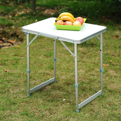 Table de camping pliante 23 po avec hauteur réglable - portable léger pour chaque situation de camping, pique-nique, garage gris + argent réglable toutes les situations