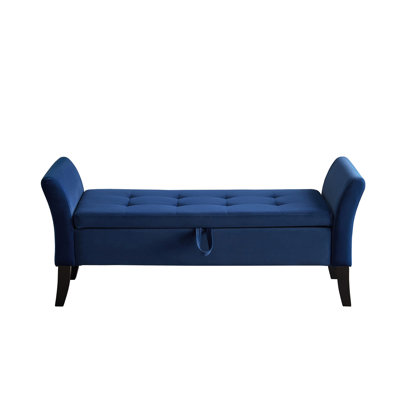 Banc de lit 51,5 po avec velours bleu marine