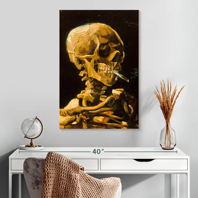 Kelan Skull With Cigarette 1885, 30" H x 20" W