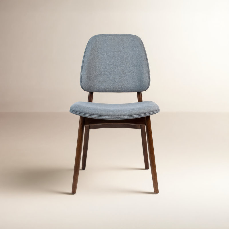 Modern Brazilian Ariel Side Chair, Essence Gray/Nogal Frame