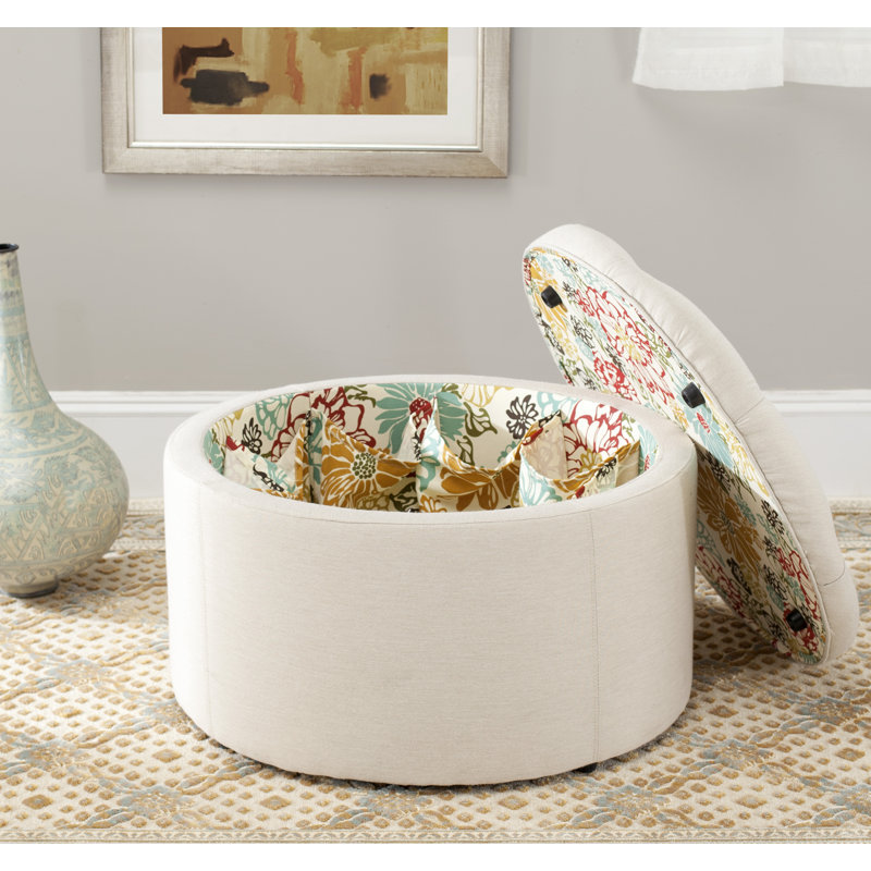 Upholstered Ottoman, Off-White