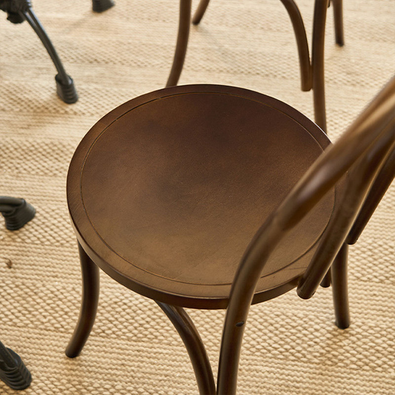 2 - Person Nut-Brown Round Solid Wood Sintered Stone Tabletop Dining Table Set