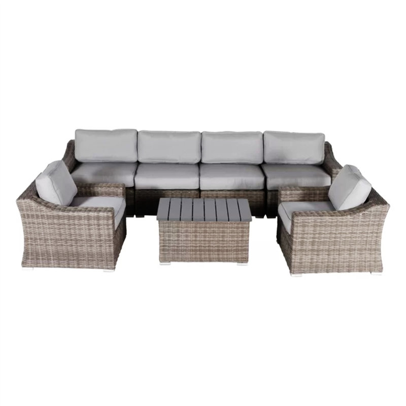 Fully Assembled 6-Person All-Weather Wicker Sectional Seating Group With Cushions