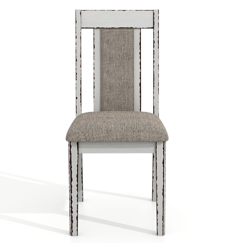 Branson Columbard Slat Back Side Chair in Weathered White And Warm Gray