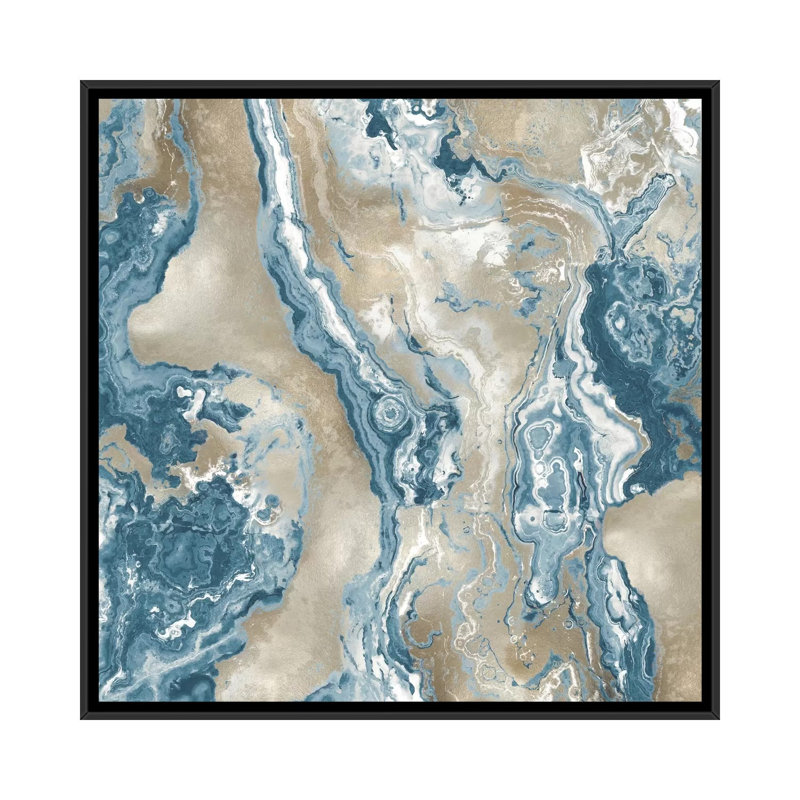 «Onyx Teal», impression sur toile, H 18 po x l 18 po x P 1,5 po, Toile avec cadre noir, Pas de tapis