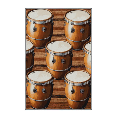 Washable Congas Music Area Rug