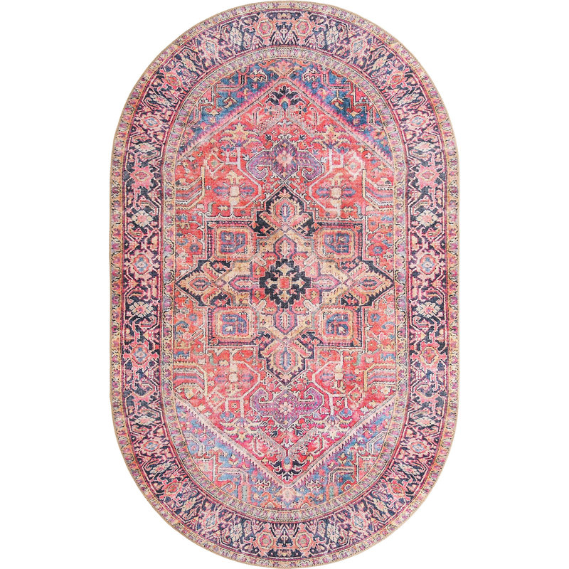 Mauri Chenille Oriental Indoor Rug, Oval 5' x 8'