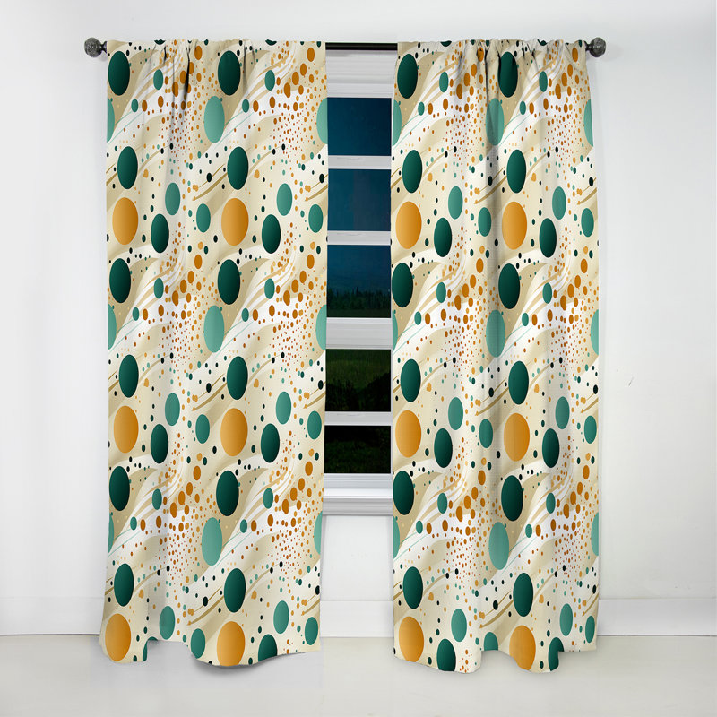 Multicolore motif Mid-Century sur beige I - Rideau occultant géométrique Mid-Century - 1 panneaux, L 52 po x L 84 po