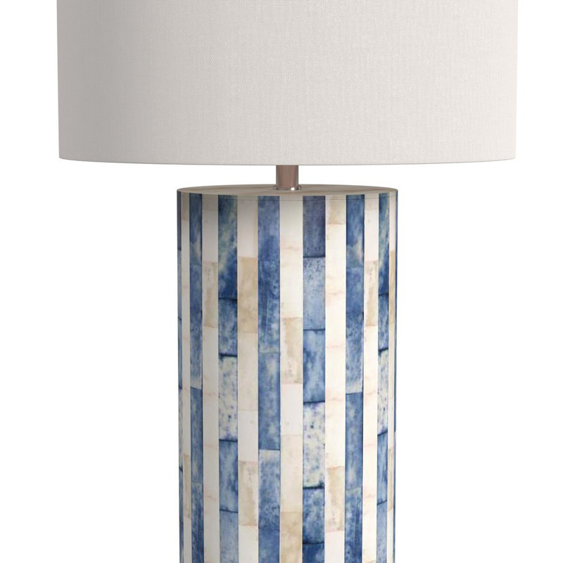 Lampe de table Patterson, Bleu / blanc cassé