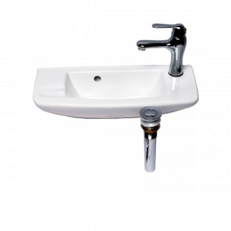 Edgewood White Ceramic Wall-Mount Vessel Sink with Chrome Faucet