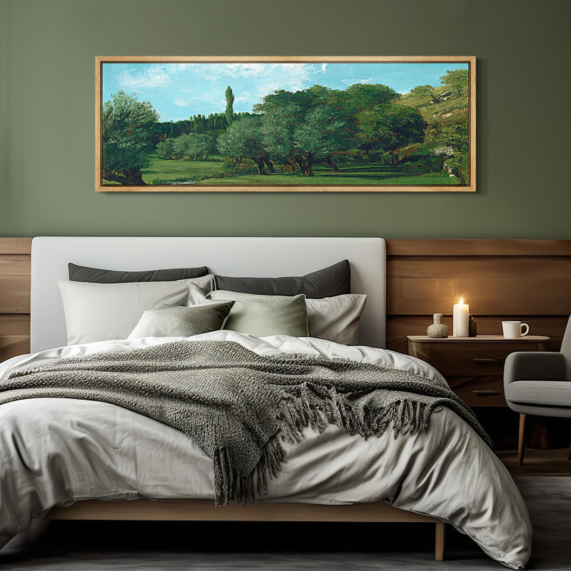 «Verdant Golf Course Lush Landscape Antique Retro Fine Art», reproduction d'art encadrée décorative, H 20 po x l 60 po