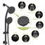 Système de douche noir mat avec pomme de douche 4,7 po, 7 poignées et fonctions réglables-127368569