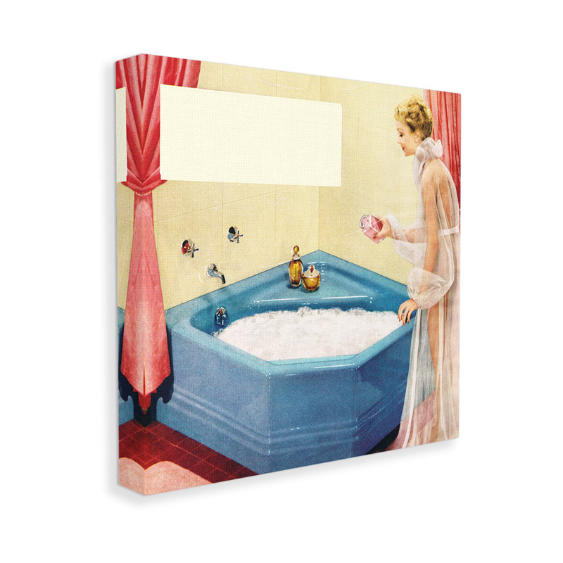 «Vintage Bubble Bath Girl» par Kathy Alper sur toile, H 17 po x l 17 po