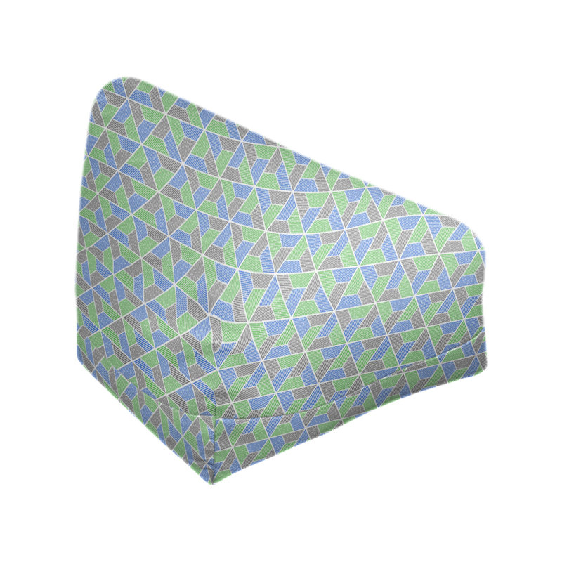 Fauteuil à billes Leffel, Pouf fauteuil, H 27 po x L 30 po x P 25 po, Gris clair/bleu/vert clair
