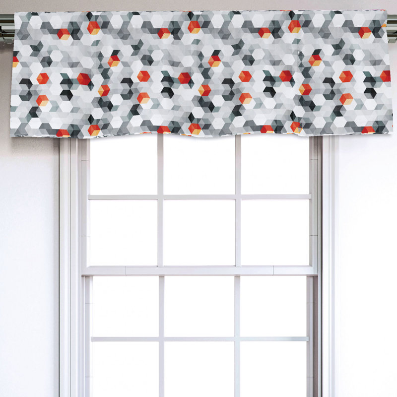 Sateen Geometric Ruffled Window Valance