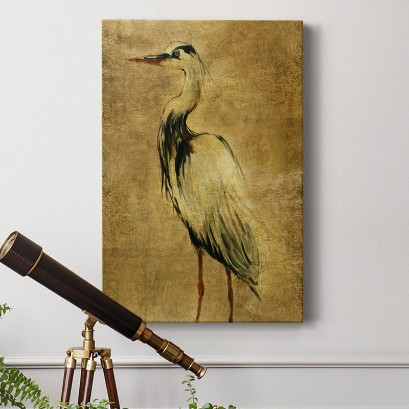 Gold Crane at Dusk II - impression, H 48 po x l 32 po x P 1 po, Toile tendue