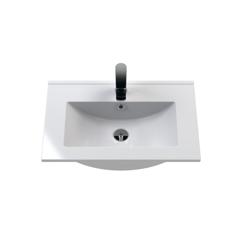 600mm Single Bathroom Vanity with Drop In Vitreous China Basin, Bleached Oak