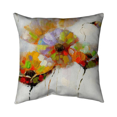 Color dotted flowers - 20"x20" Throw pillow - Poly twill - Print on demand