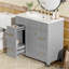 Meuble-lavabo 36 po avec lavabo en céramique gris, structure en bois massif, portes à fermeture en douceur, tablettes réglables, 3 tiroirs, y compris un tiroir à double profondeur pour le rangement du sèche-cheveux-1223935199
