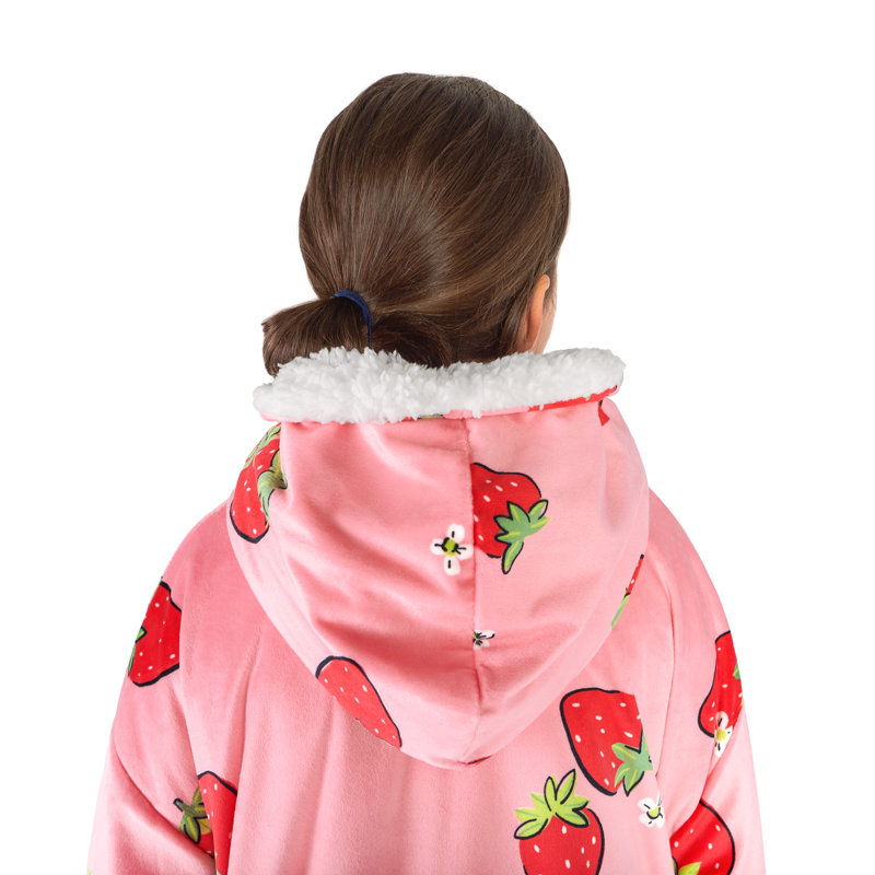 Couverture en sherpa à capuche portable, Fraises, Jeunesse