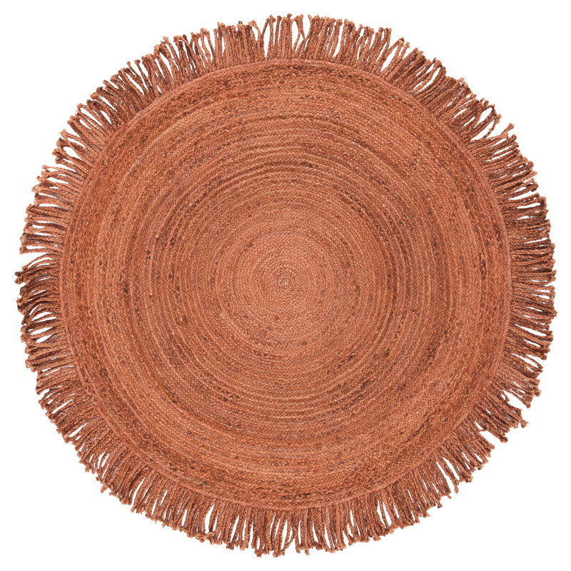 Round Galesville Handmade Jute/Sisal Rust Area Rug, Round 4'