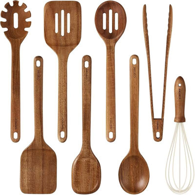 8-Piece Acacia Wood Kitchen Utensil Set