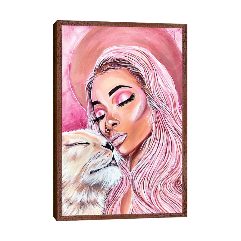 Wild Woman 1 Piece Painting on Canvas, 101.6cm H x 66.04cm W x 3.81cm D, Classic Brown Wood Framed