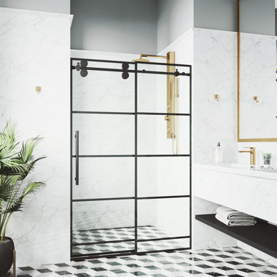 Elan 56-60" W x 74" H Sliding Frameless Shower Door with 3/8" Clear Glass