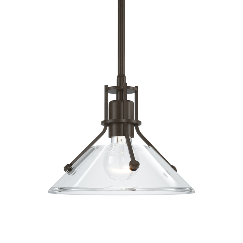 Henry 1 - Light Single Cone Pendant, Clear Glass, Bronze