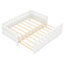Lit plateforme simple avec garde-corps, structure de lit simple en bois massif, peut être converti en lit plateforme double, blanc-564133115
